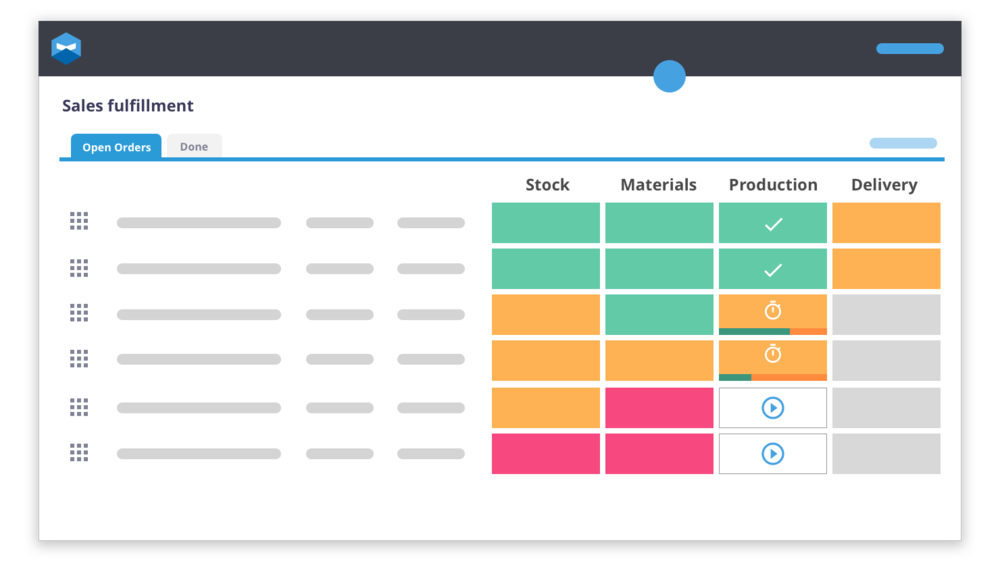 Katana has been designed with a color-coded, visual dashboard so that modern manufacturers can have an easy to understand overview of their business in real-time. WIP manufacturing is only one cog in the machine after all.