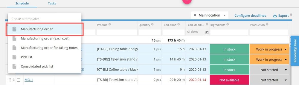 Make screen manufacturing order print