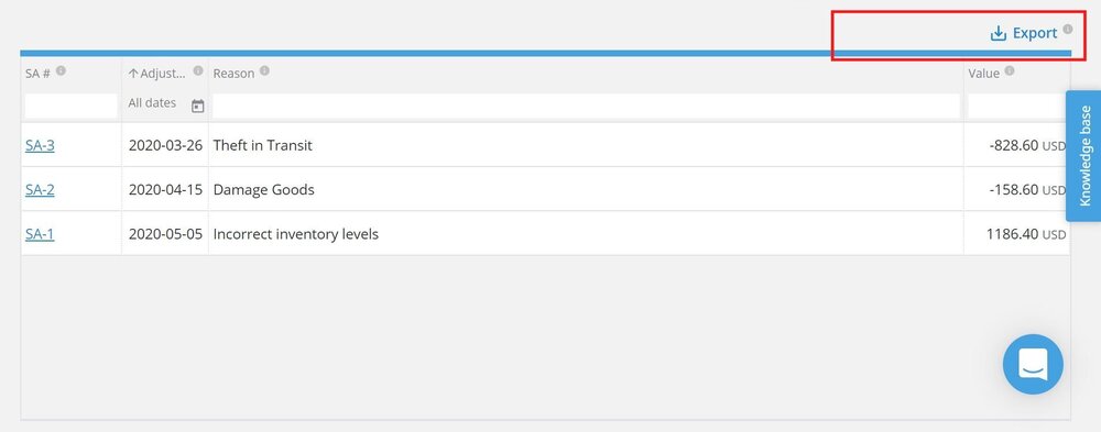 If you select export, you can get a CSV file to help you with your bookkeeping.