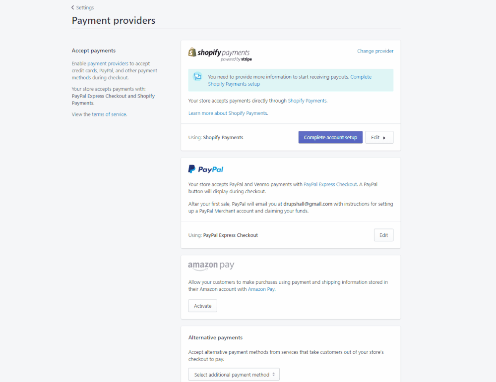 How to set up a bogus gateway in Shopify for a test order.