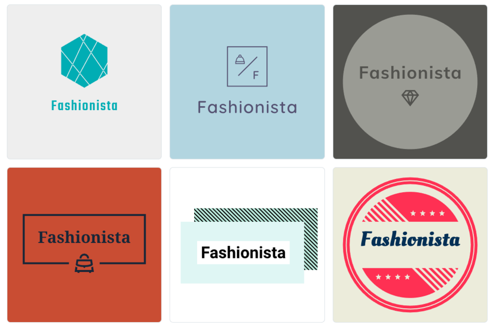 We went for a creative, fashion brand logo for an online store called “Fashionista” and this is what the Shopify tool gave us. Okay to be fair the name we came up with might not be so original but the logos certainly are!