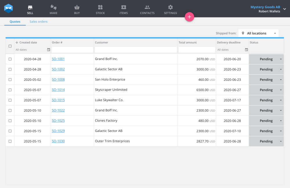 The quotes tab in Katana will show you a list of all the pending quotes.