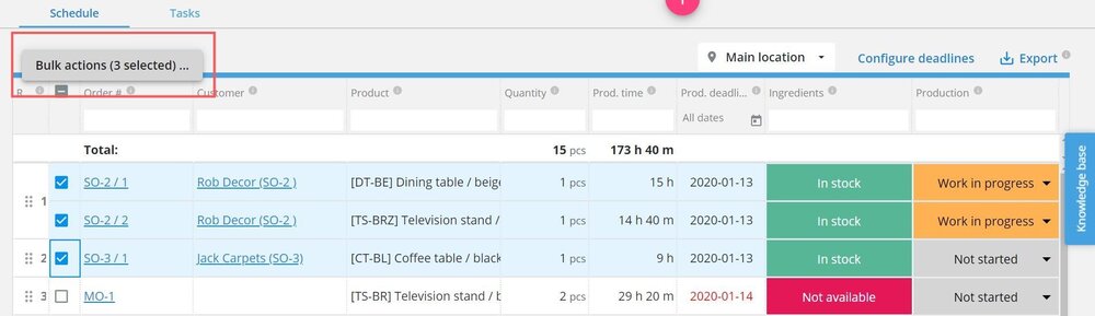 Make screen bulk action
