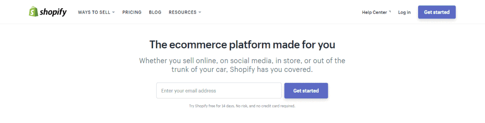 Start with setting up a Shopify store here.