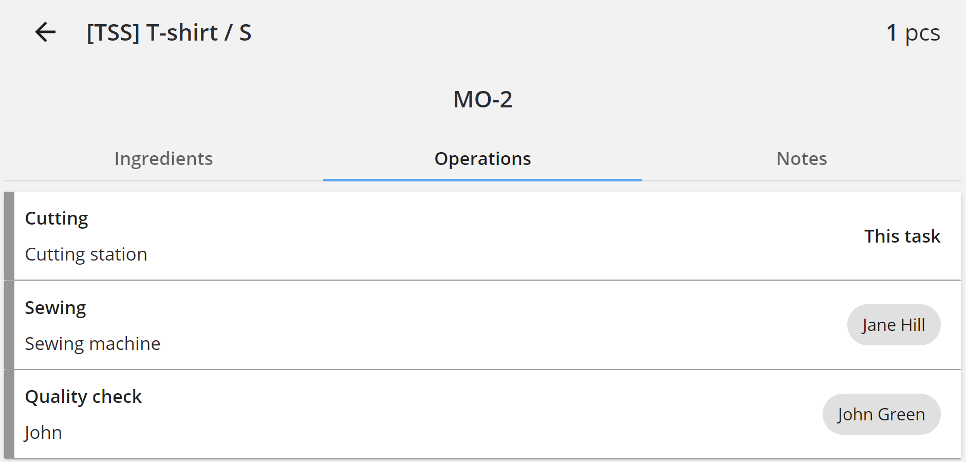 Katana’s mobile shop floor app.