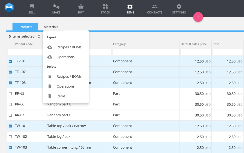 Export existing operations to make changes to multiple operations within a spreadsheet.